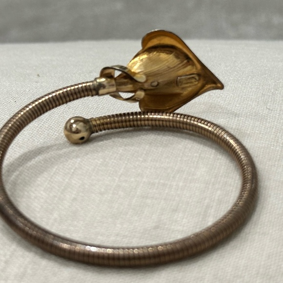 Vintage Art Deco FORSTNER Calla Lily Bracelet Snake Coil Omega Wrap - Picture 4 of 8